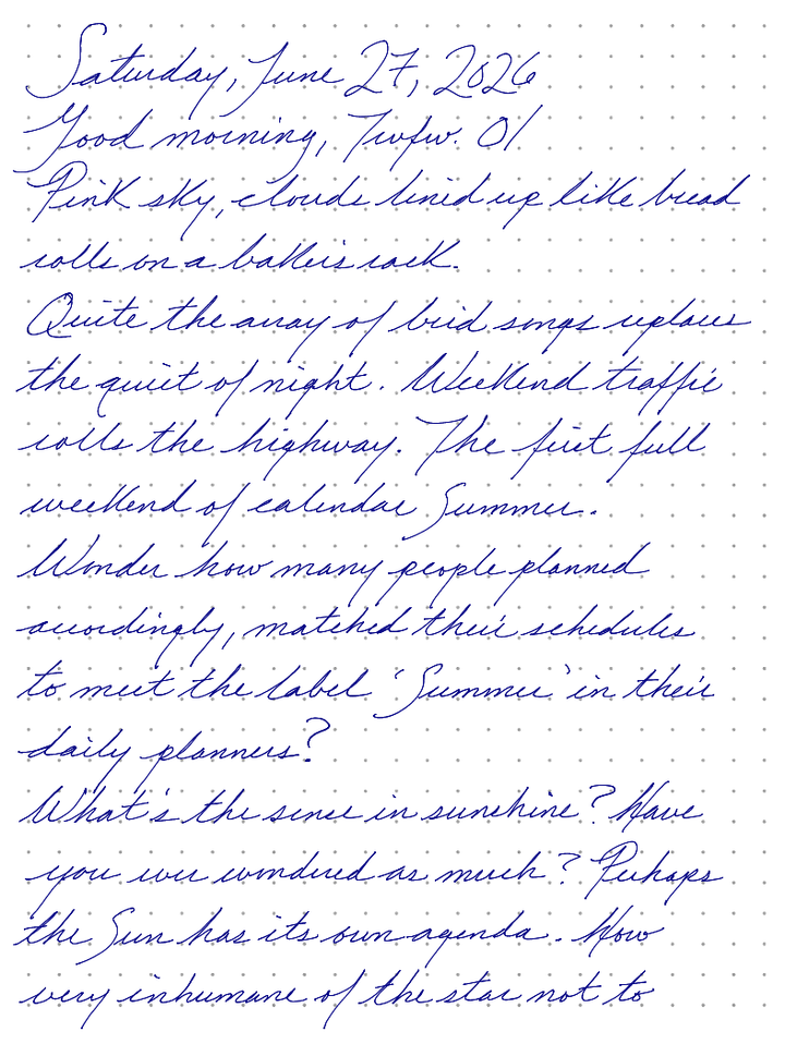 A page from a handwritten journal, by Wynn