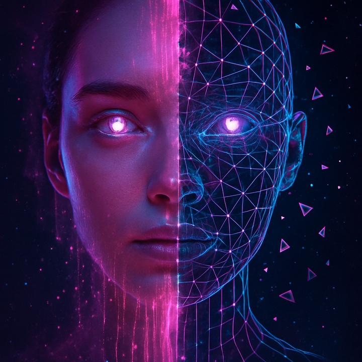 Abstract digital artwork depicting neural networks and geometric patterns representing predictive brain processing and consciousness