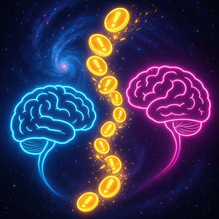Abstract visualization of prediction error, information theory, and brain processing mechanisms