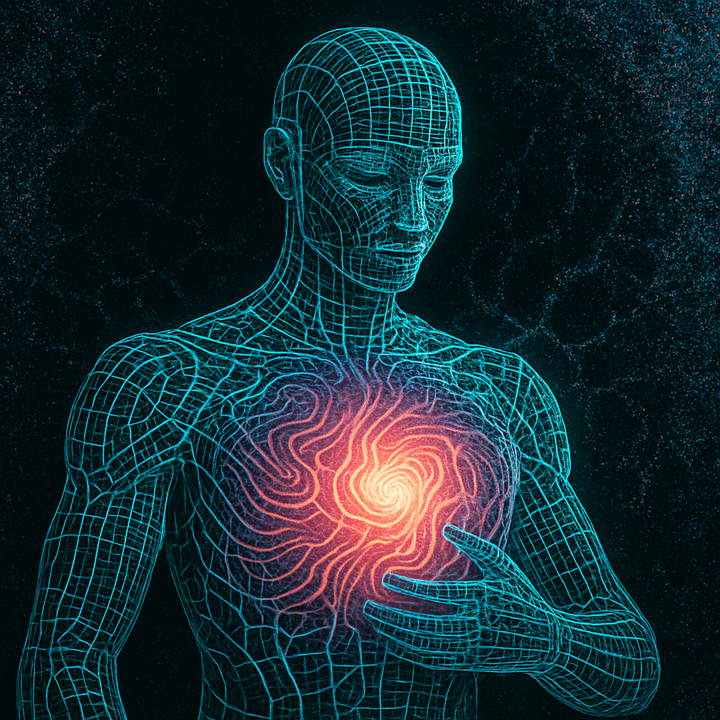 Abstract digital visualization depicting computational neural patterns representing algorithmic cognition and self-organizing systems