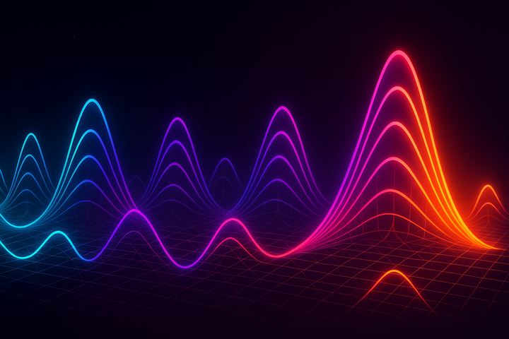 Historical secular cycle visualized as vast waveform spanning centuries with integrative and disintegrative phases