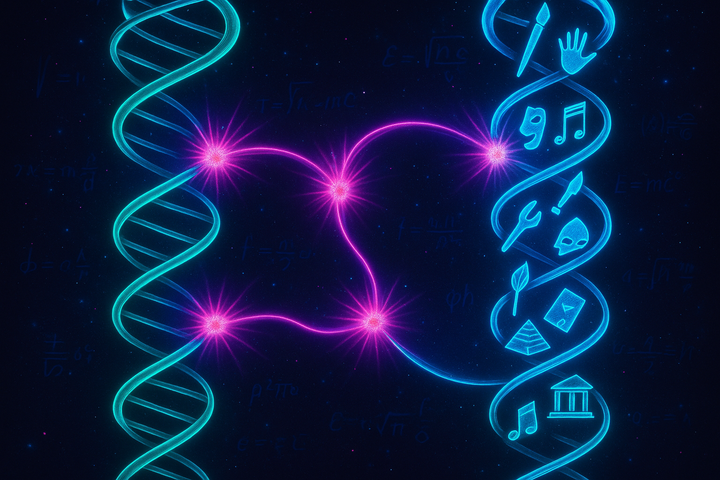 Parallel helical streams of genetic and cultural inheritance with feedback arcs between them