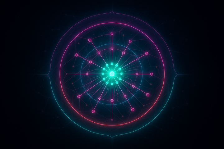 New community forming with luminous core node radiating structure outward