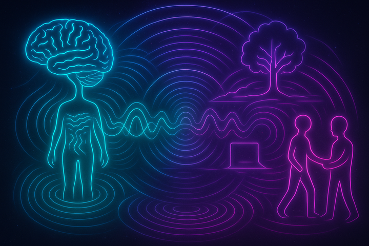 Distributed coherence across body-environment—4E integration with AToM