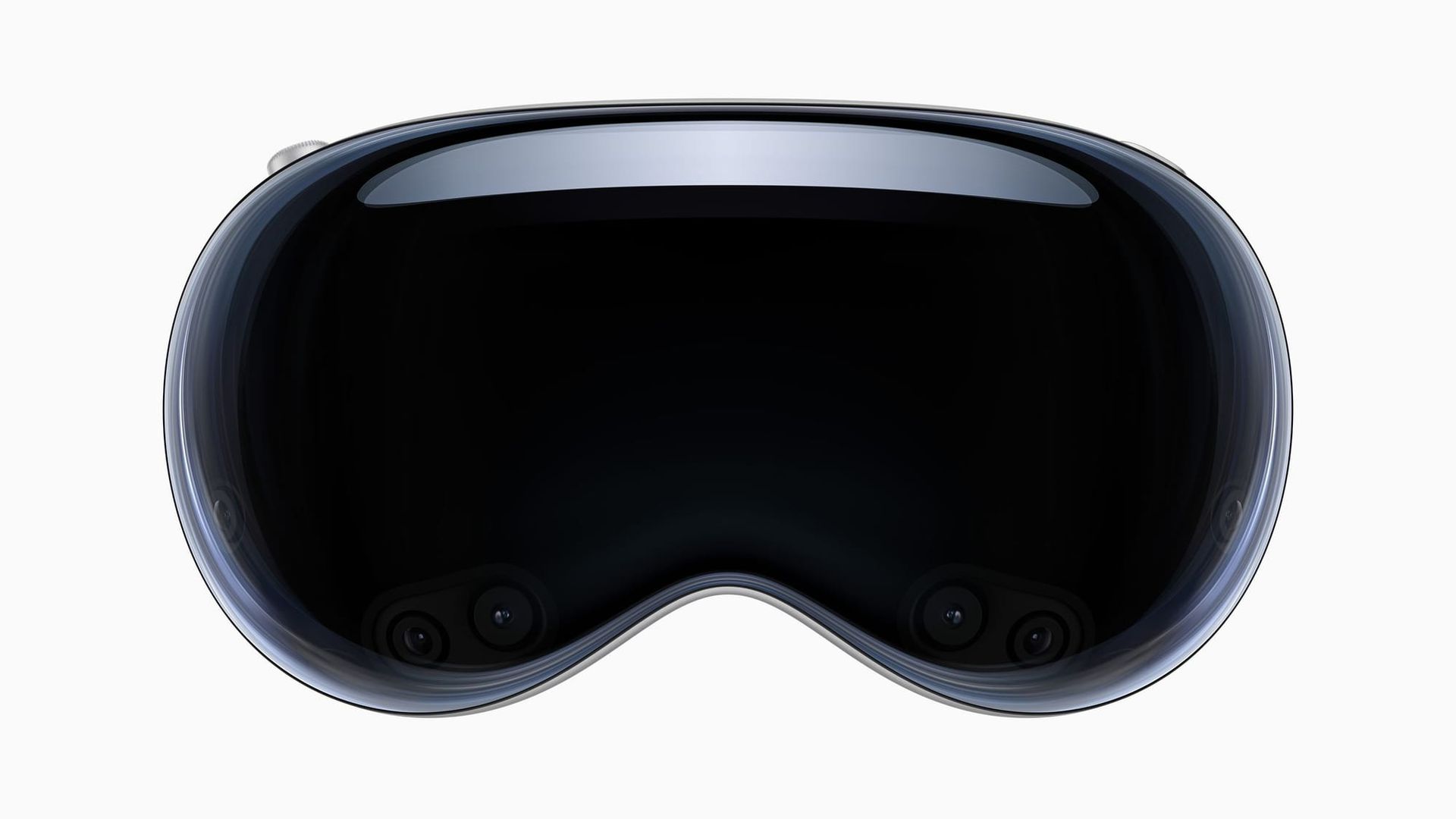 Apple Vision Pro Virtual Reality headset on a white background.