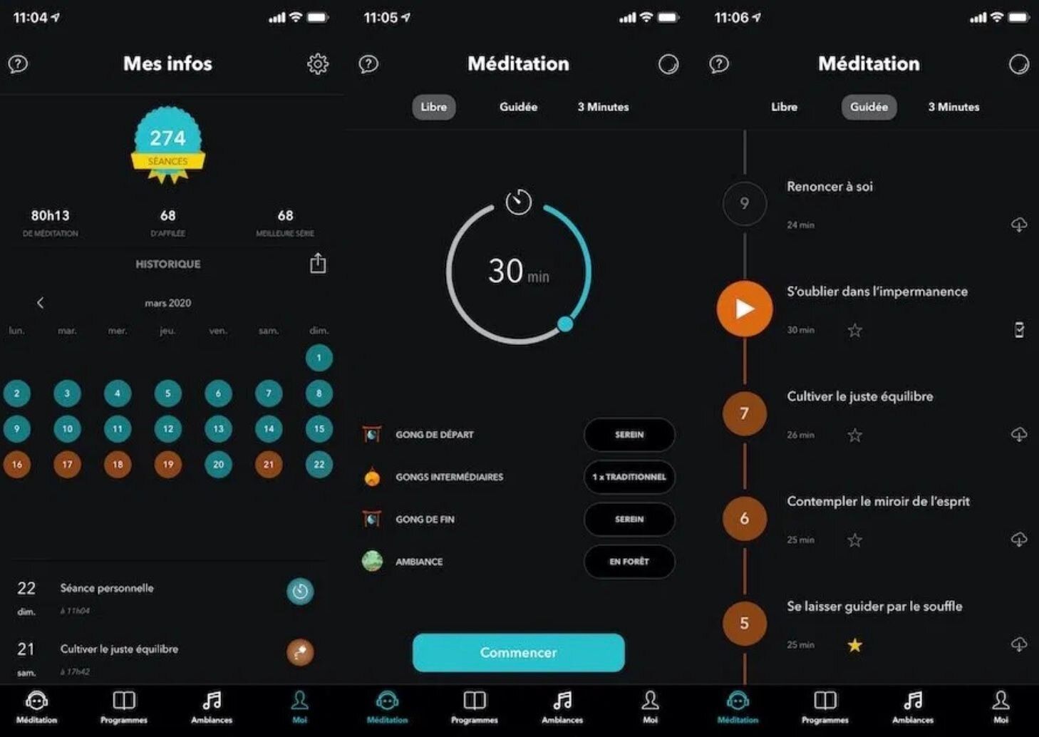 Captures d'écran de l'application Petit Bambou