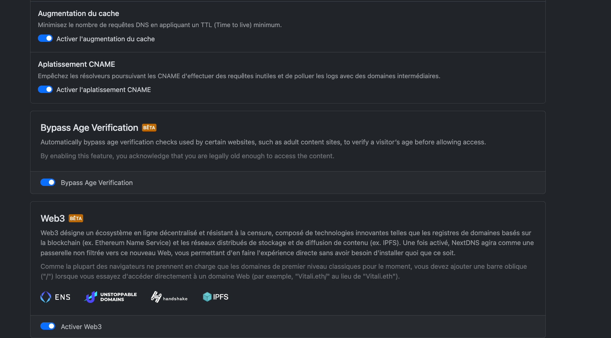 Comment contourner la vérification d'âge avec NextDNS -> capture d'écran 
