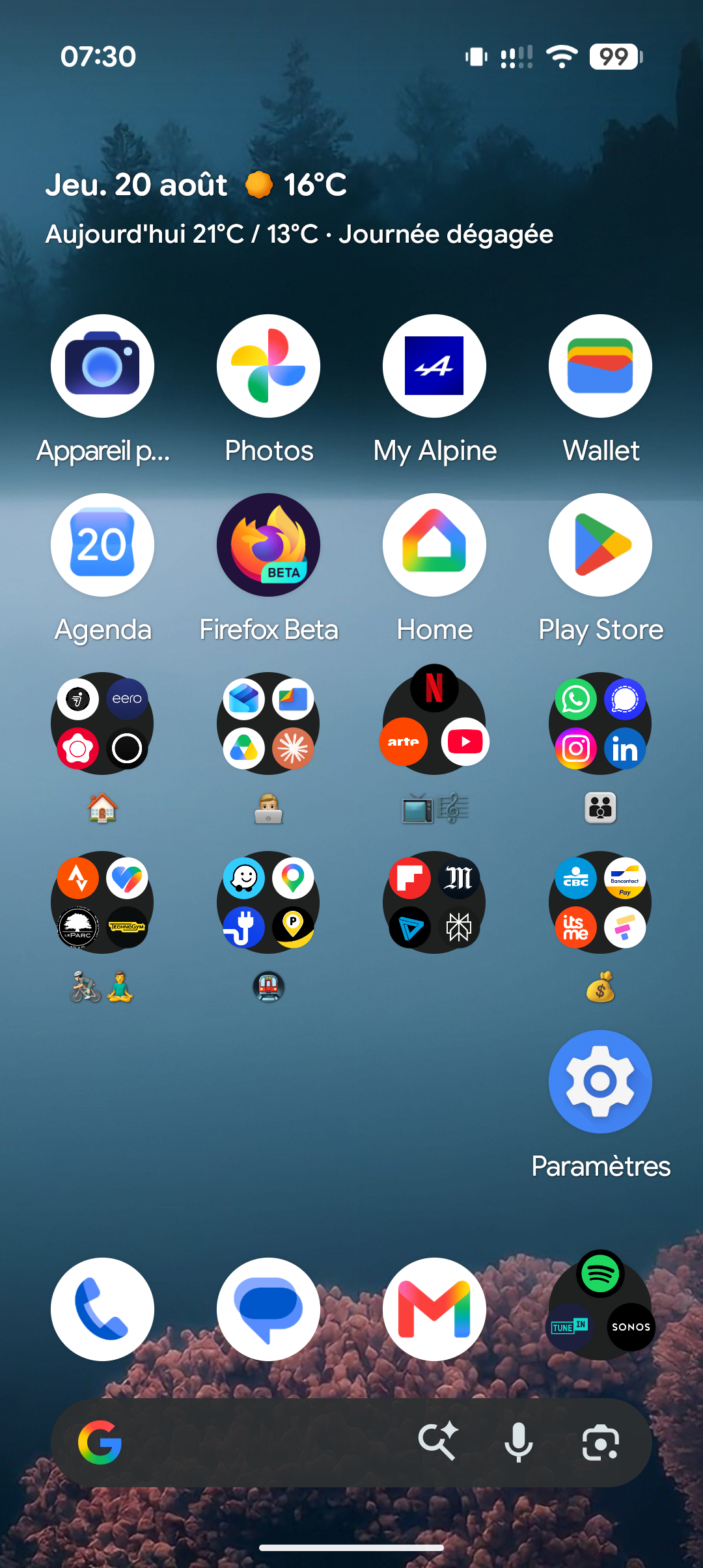 Capture d'écran de l'écran d'accueil du Pixel Pro 11 