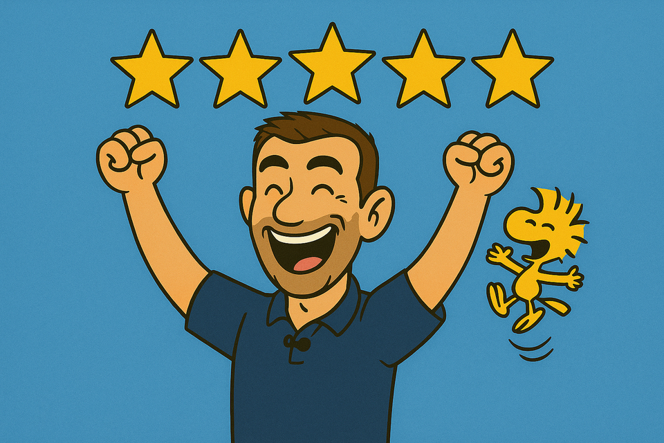 Cédric et Woodstock sont contents ils ont 5 étoiles en évaluation !