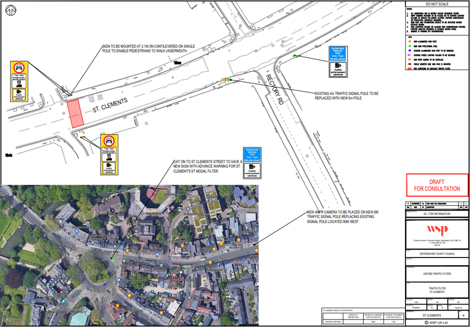 Plan showing exact location of the proposed St Clement’s traffic filter to the west of Rectory Road