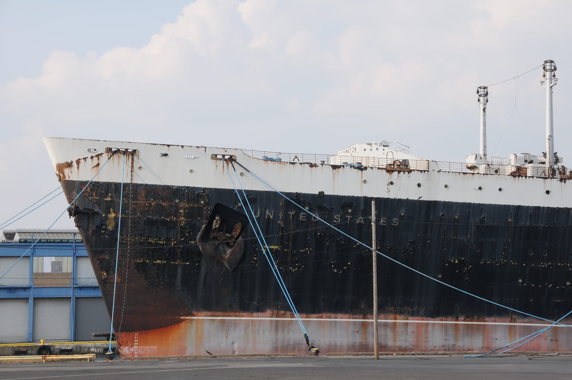 Hull of the SS United States, docked in Philadelphia PA