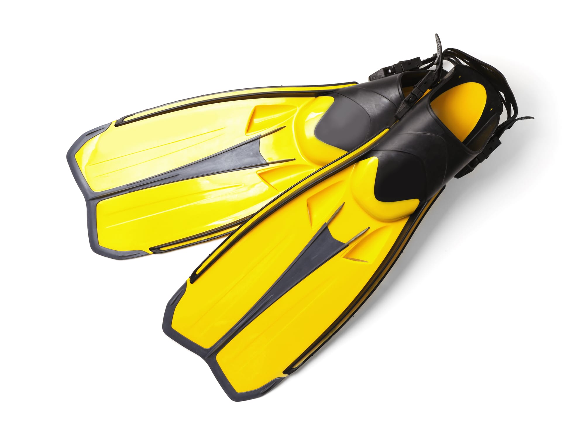 Yellow Open heel scuba diving fins with an adjustable strap