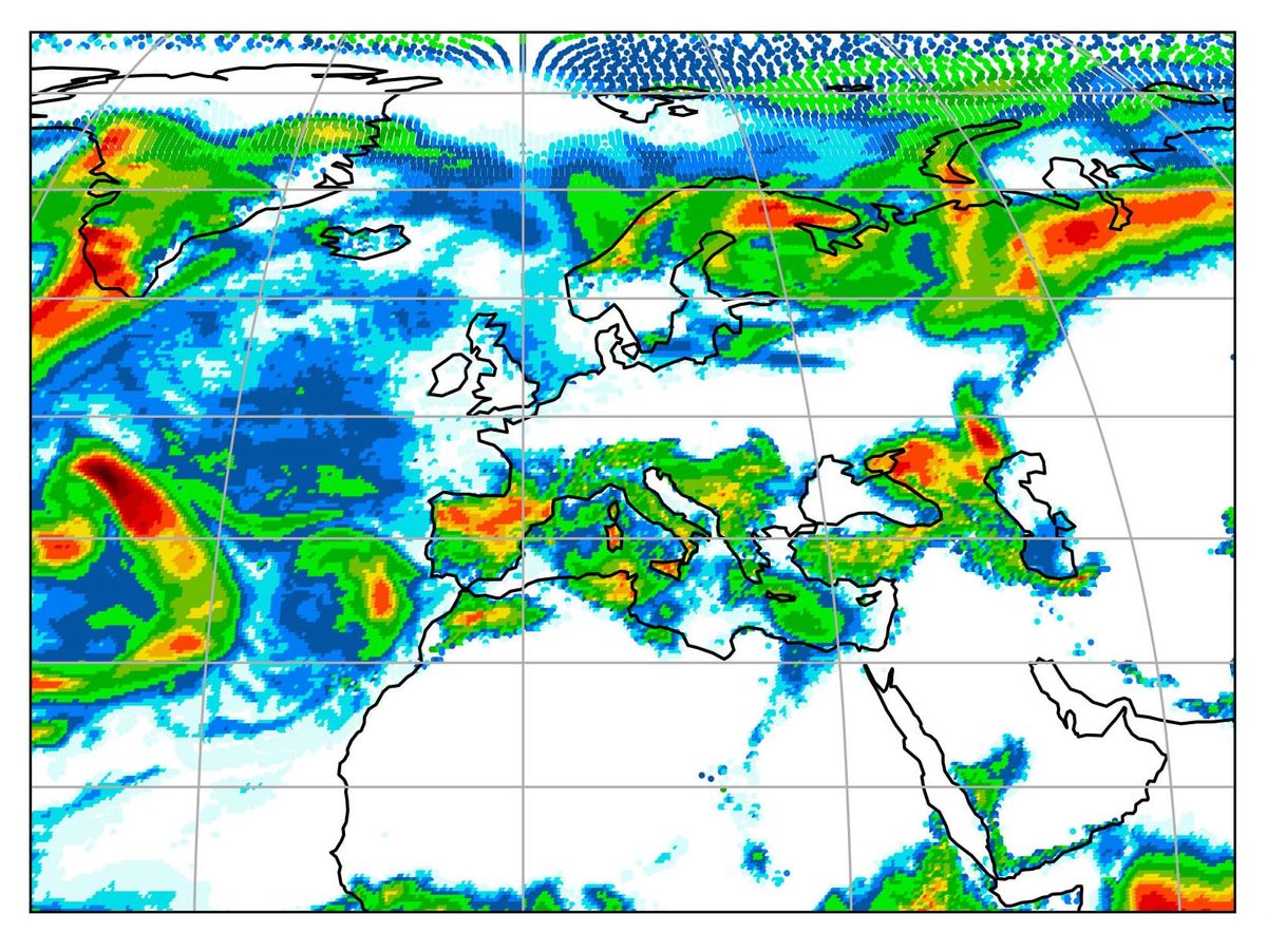 Image of weather model output over Europe.