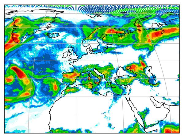 Image of weather model output over Europe.
