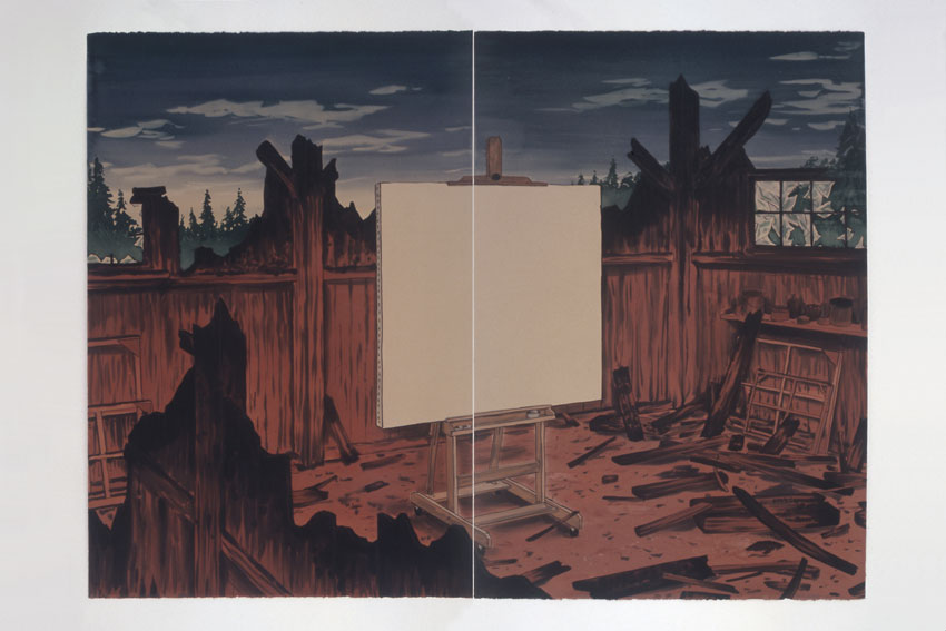 Studio Fire, 2006, ink on paper, 44 x 60 inches