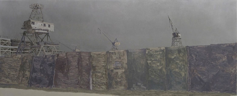 Ikea Site (Design for Consumer Choice, Parking over Preservation)
Oil on stainless steel, 20 by 49 inches, 2008