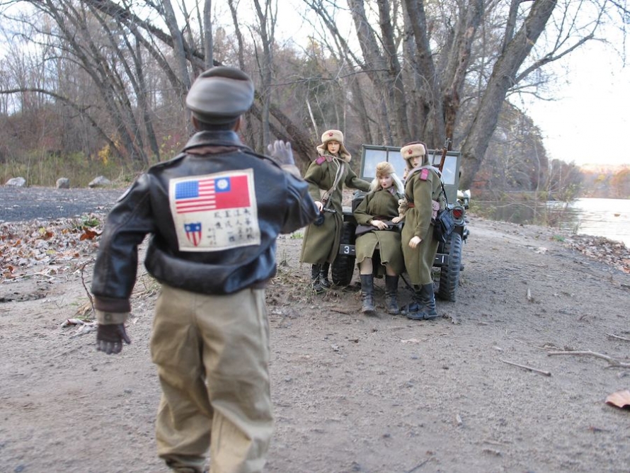 After crash landing during WWII, Captain Hogancamp discovers Marwencol.
Photo by Mark E. Hogancamp. Courtesy of The Cinema Guild.
