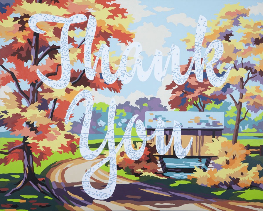 Trey Speegle (1960-)
Thank You, 2011 
Acrylic paint and archival pigment on canvas
48