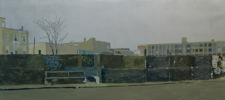 Monument to Open Sky
Oil and metallic on linen, 26 by 58 inches, 2007