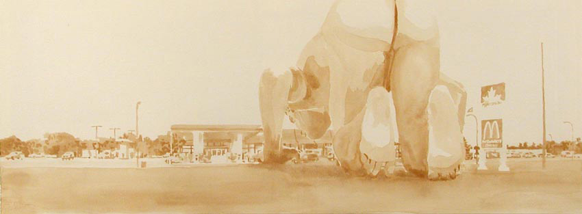 Getting Back to Nature II, 2005<br />
Piss, vinegar (Balsamic), and motor oil on paper