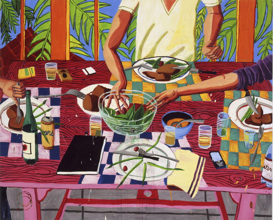 Thanks for Sharing (Wes/Kane/Nicole), 2009  
Oil on canvas
54 x 66 in. (137 x 168 cm)
Image courtesy of Priska C. Juschka Fine Art