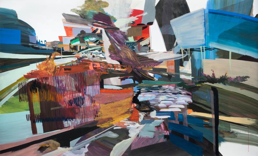“Next Phase,” 2011, acrylic gouache and Flashe on Tyvek, 62 x 102 inches