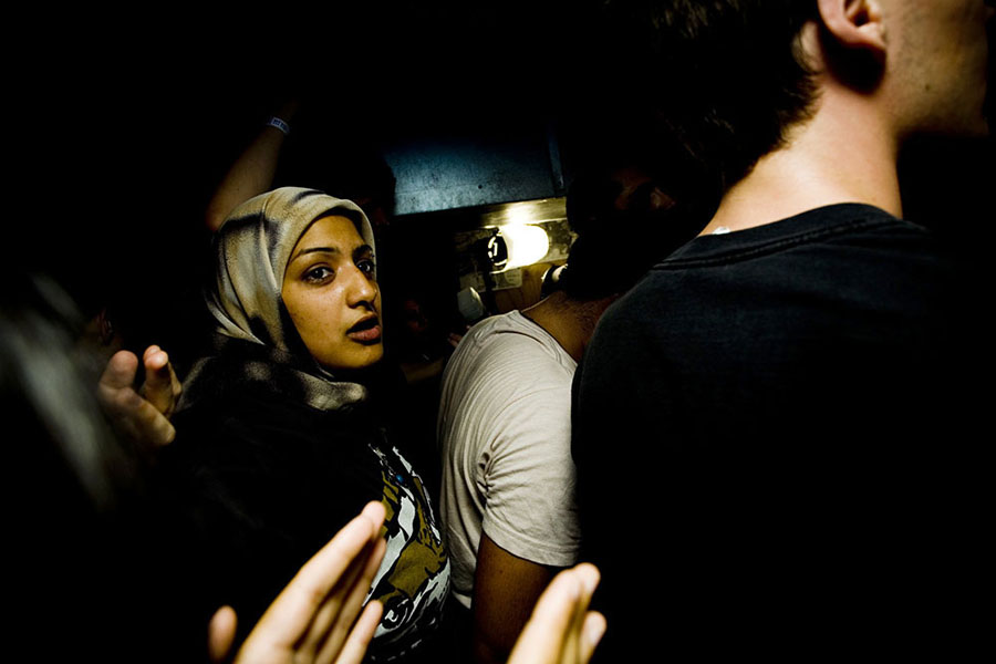 Sabah moshing at a basement show at la Casa Maldita, Chicago