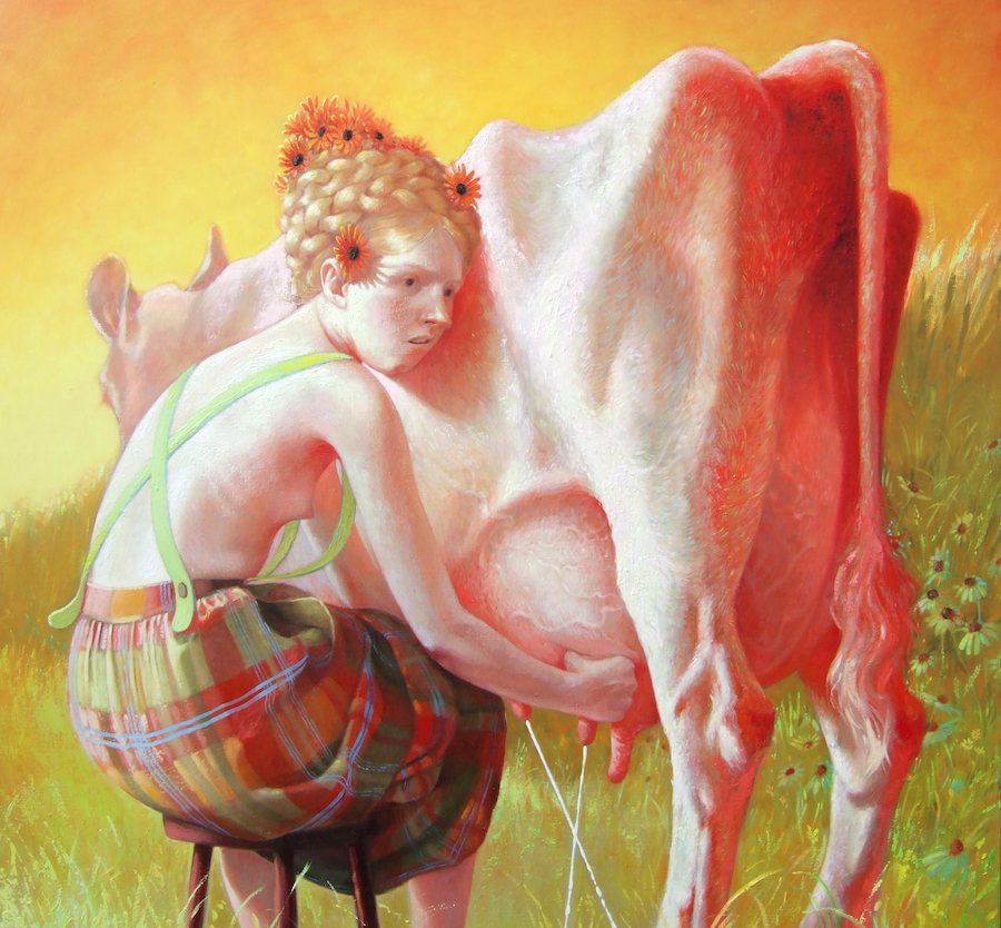Milking, 2010
Oil on linen
50 x 54 inches
Courtesy of the artist and P.P.O.W Gallery, New York