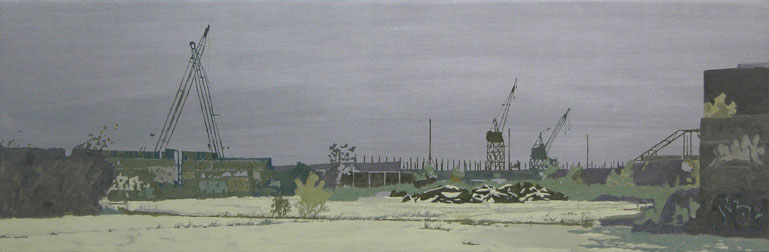 The Similitudes of The Past and those of The Future
Oil and metallic on linen, 15.75 by 47 inches, 2007