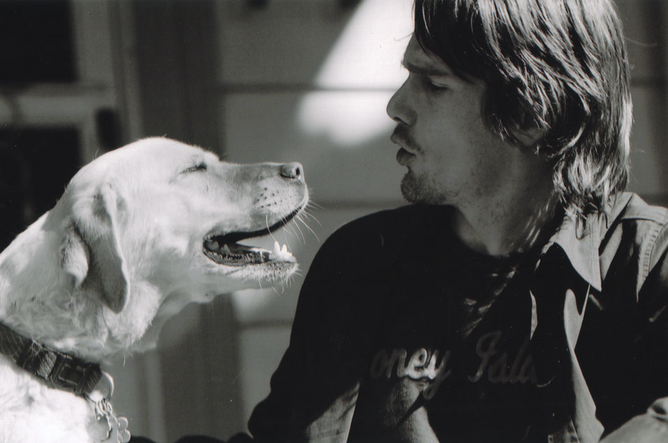 With Ethan Hawke, July 2002