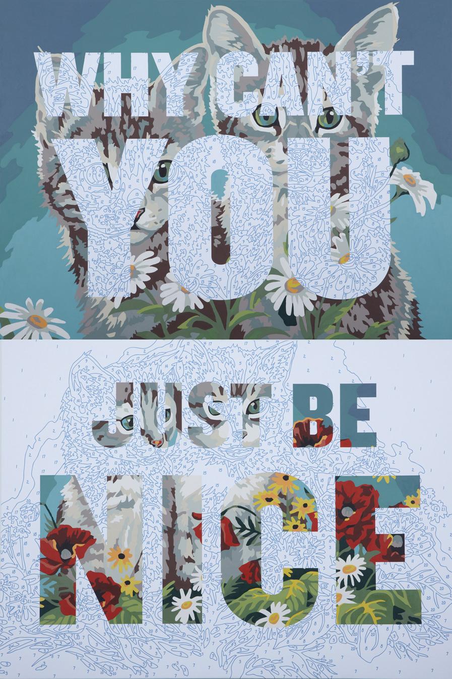 Trey Speegle (1960-)
Why Can't You Just Be Nice, 2010 
Acrylic paint and archival pigment on canvas
72