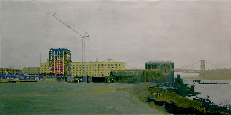 East River State Park (Endangered Site for Preservation, Nest Egg for Luxury)
Oil on linen, 28 by 56 inches, 2007