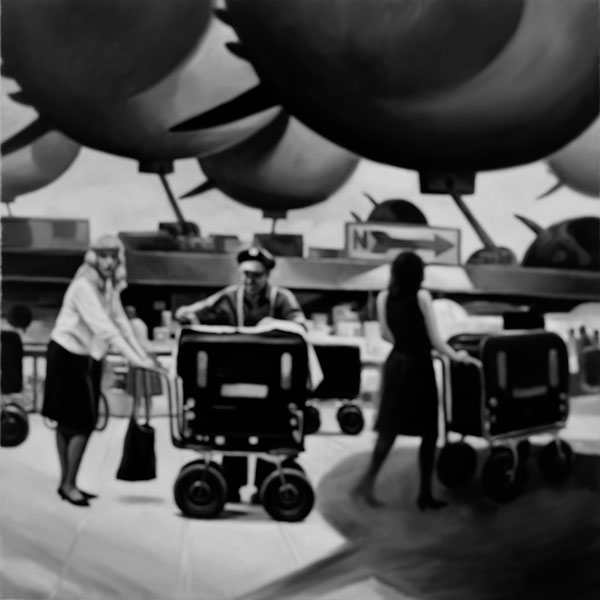 At the Station, 2004<br />
Selenium toned silver gelatin print mounted on aluminum<br />
42 1/4 x 41 1/4 inches