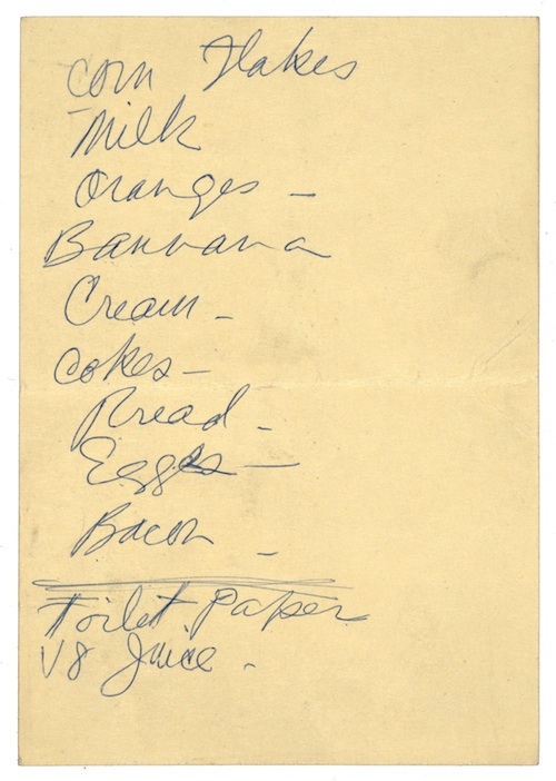 Franz Kline
Grocery List
ca. 1962