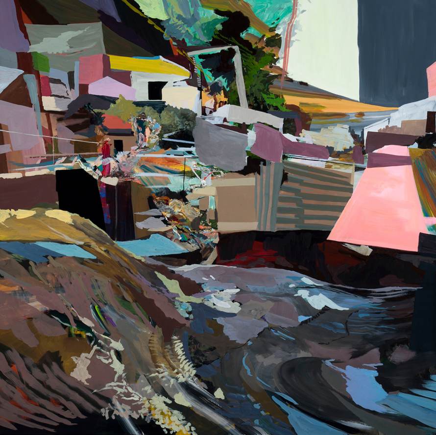 “History,” 2012, Flashe and acrylic gouache on panel, 48 x 48 inches