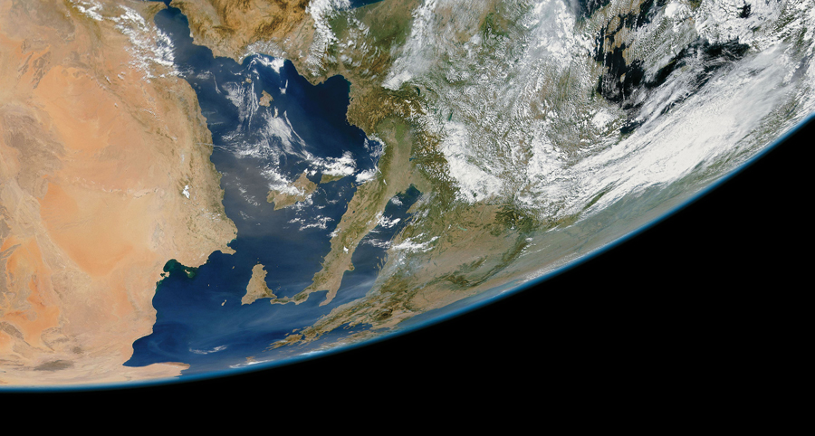 Michael Benson, <i>Sahara Dust and Balkan Smoke, OrbView-2, August 22, 2000</i>, 2003
Courtesy Michael Benson/Hasted Kraeutler