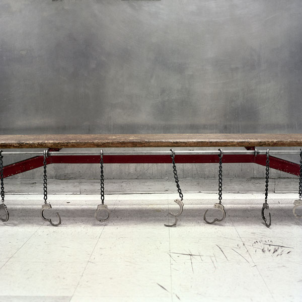 Booking bench, Los Angeles Police Department, Fifth and Wall Street station