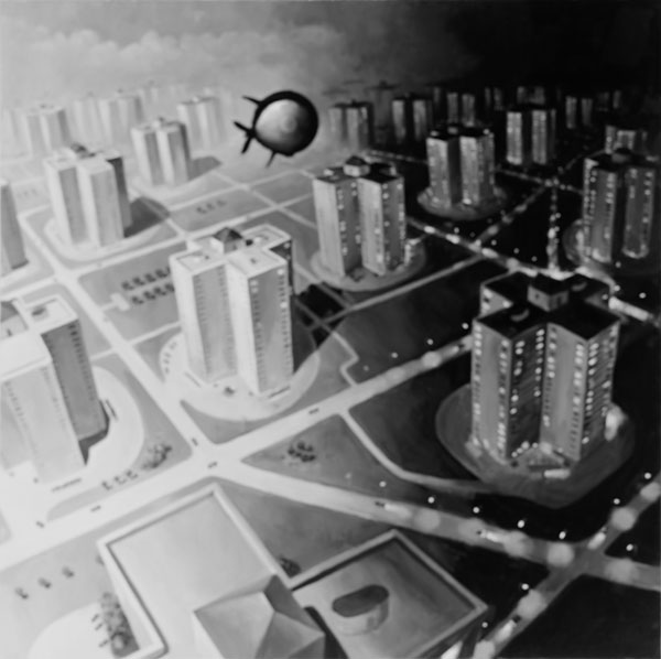 End of a New Dawn, 2004<br />
Selenium toned silver gelatin print mounted on aluminum<br />
42 1/4 x 41 1/4 inches