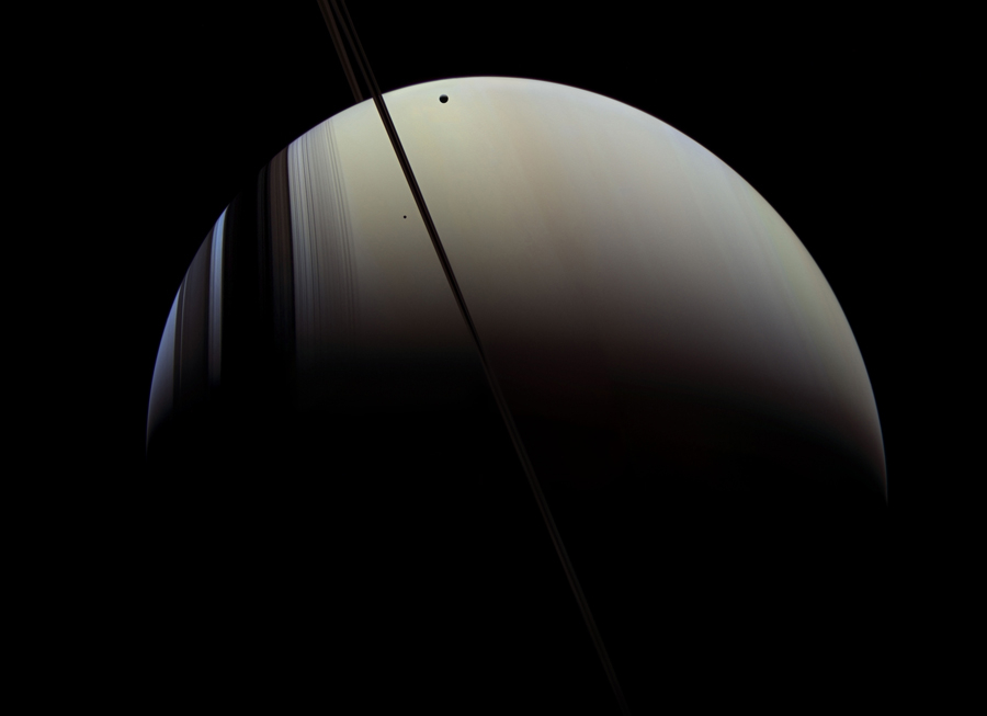 Michael Benson, <i>Saturn, Mimas and Tethys, July 16, 2005</i>, 2011
Courtesy Michael Benson/Hasted Kraeutler