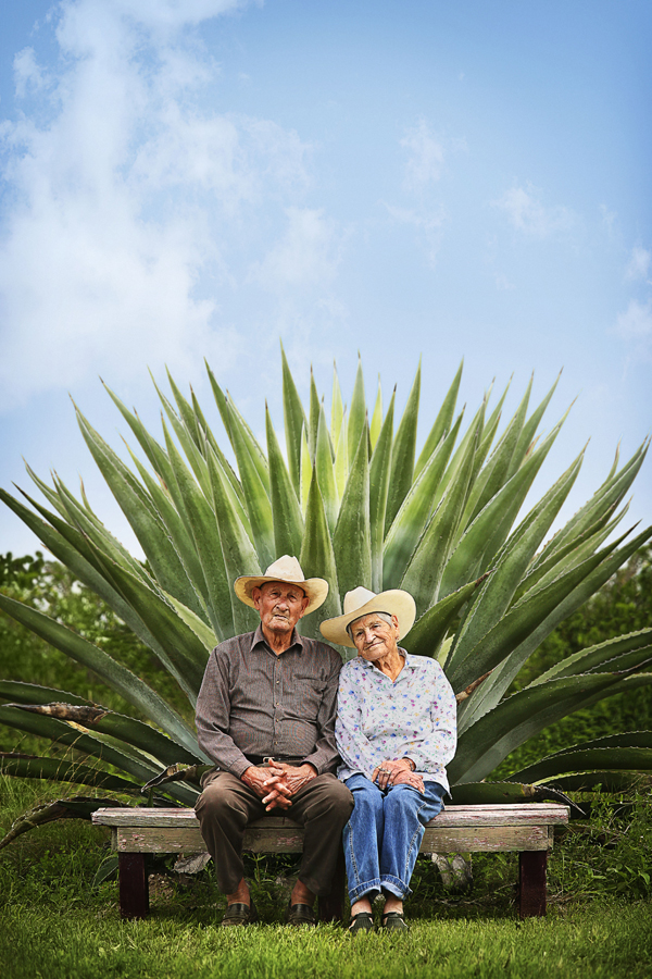 CATARINO and MARGARITA ROMERO, corn and cotton, Mineral, Texas<br /><br />
Richard Romero (not pictured; son of Catarino and Margarita Romero): “My dad is 99 now, and my mom is 95. They still live at home and they’re very, very active. He stopped farming about 20 years ago. But he still keeps a garden. He gets out there and tills his little garden and fertilizes it and plants it and keeps it up. He keeps going all the time. And he still drives his old pickup. He had his license renewed not too long ago, and he says, ‘As long as my insurance covers me, I’m going to drive!’ My mom never did drive, but she rides along with him, and my dad’s losing his sight pretty much, so Mom kind of guides him—you know, ‘You’re turning too close,’ or, ‘Here comes a car, move to one side.’ Everybody’s amazed at the life that they have. Everywhere you go, everybody knows mom and dad.”