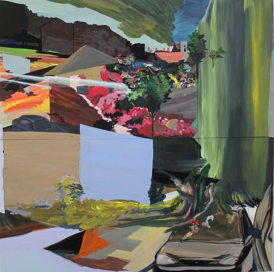 “Roadkill,” 2011, Flashe and acrylic gouache on panel, 36 x 36 inches