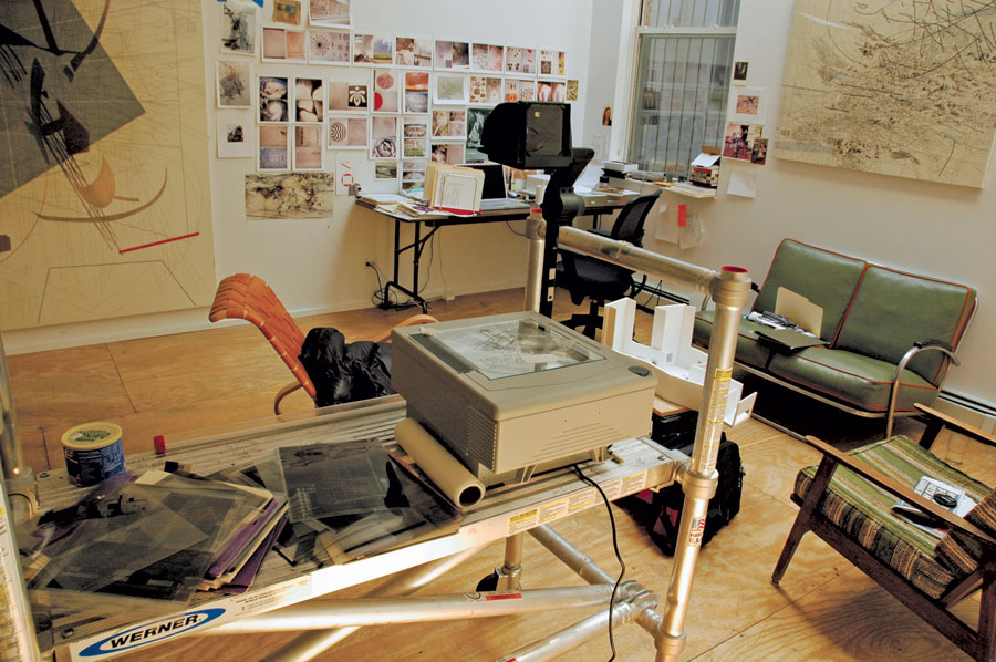 “I clean the studio every week. And a lot of times I think while I am cleaning. Usually at the end of each day, I clean up a little. I also clean up and organize at the start of each day—like nesting. It gets me into the work, kind of like pacing.”<br /><br />Julie Mehretu, Harlem, New York City