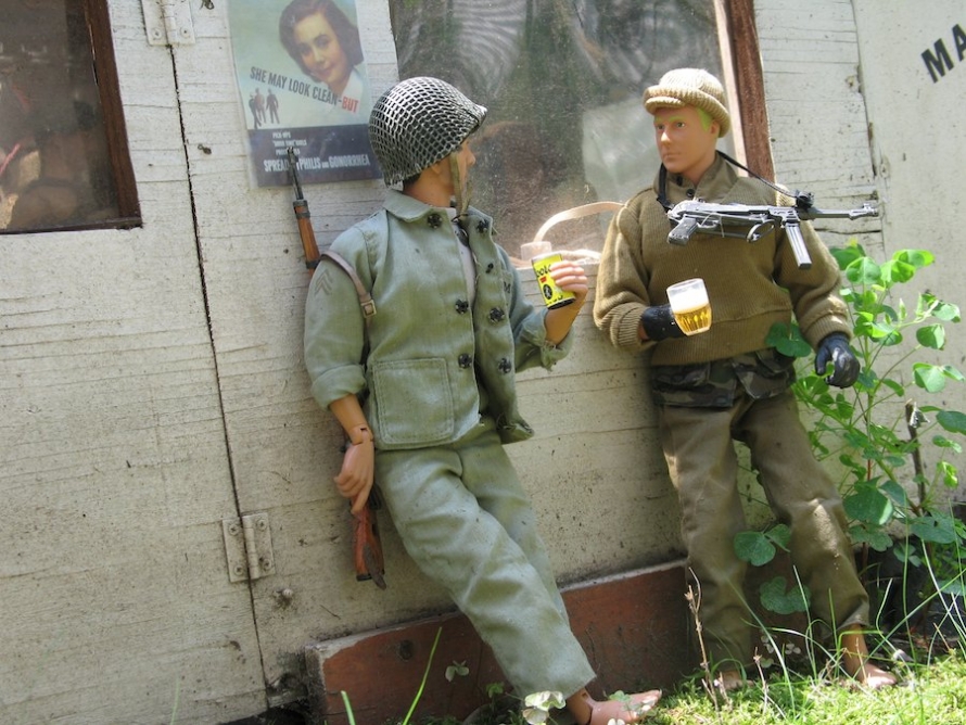 Two soldiers enjoy a quiet moment in Marwencol.
Photo by Mark E. Hogancamp. Courtesy of The Cinema Guild.