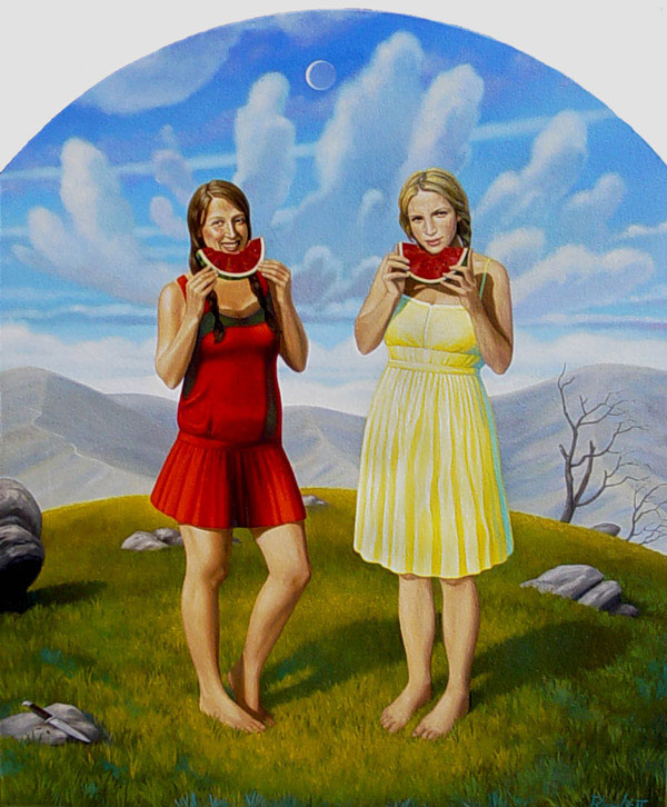Teddi and Liz, 2007, oil on canvas, 43x36
