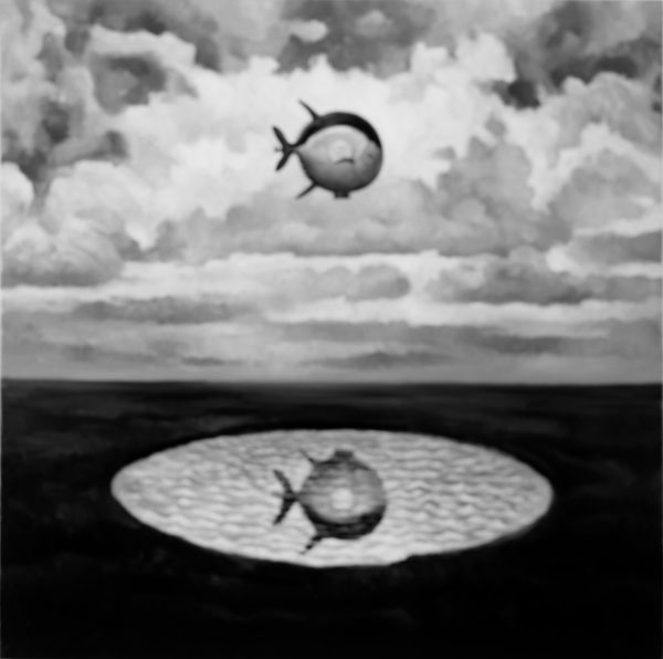 Reflection in Pond, 2004<br />
Selenium toned silver gelatin print mounted on aluminum<br />
42 1/4 x 41 1/4 inches