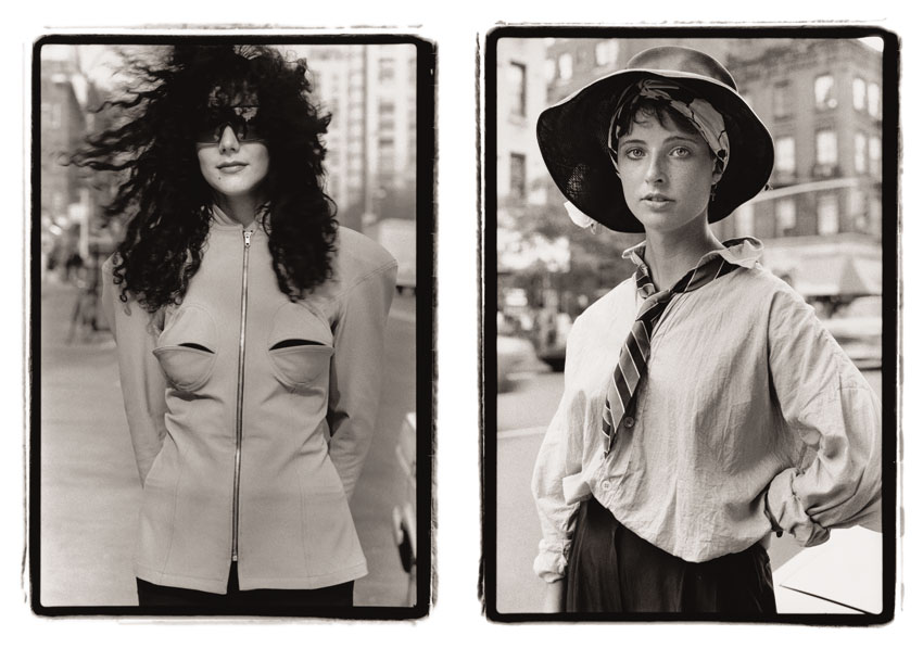 Susanne Bartsch, Houston Street and West Broadway, 1987; Miranda Pennell, Columbus Avenue, 1984