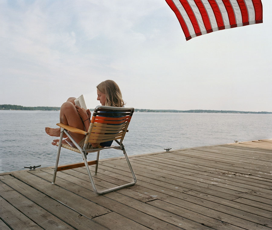 Julia Reading at Post Office, 1999