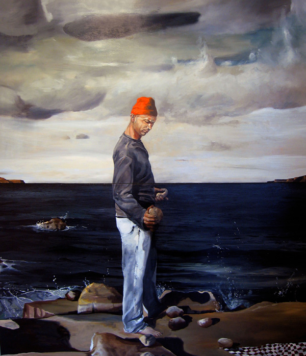 Man with a Choice, oil on canvas, 96 x 84, 2001
