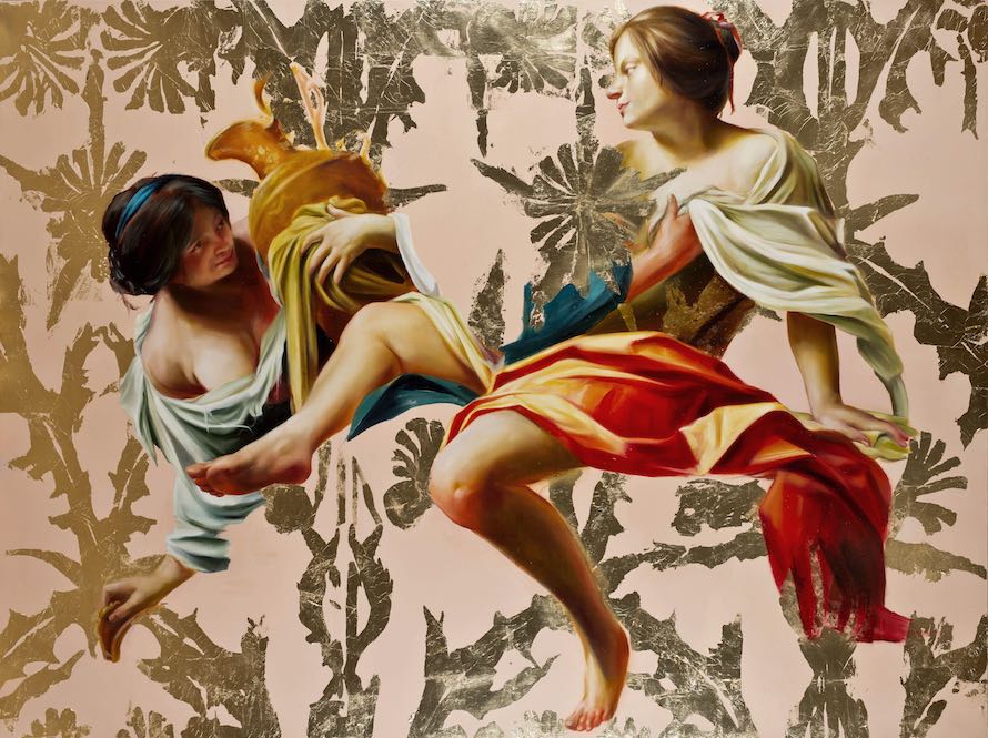 <em>These things are your becoming</em>, 66’ x 90”, oil and 23kt gold leaf on canvas, 2014