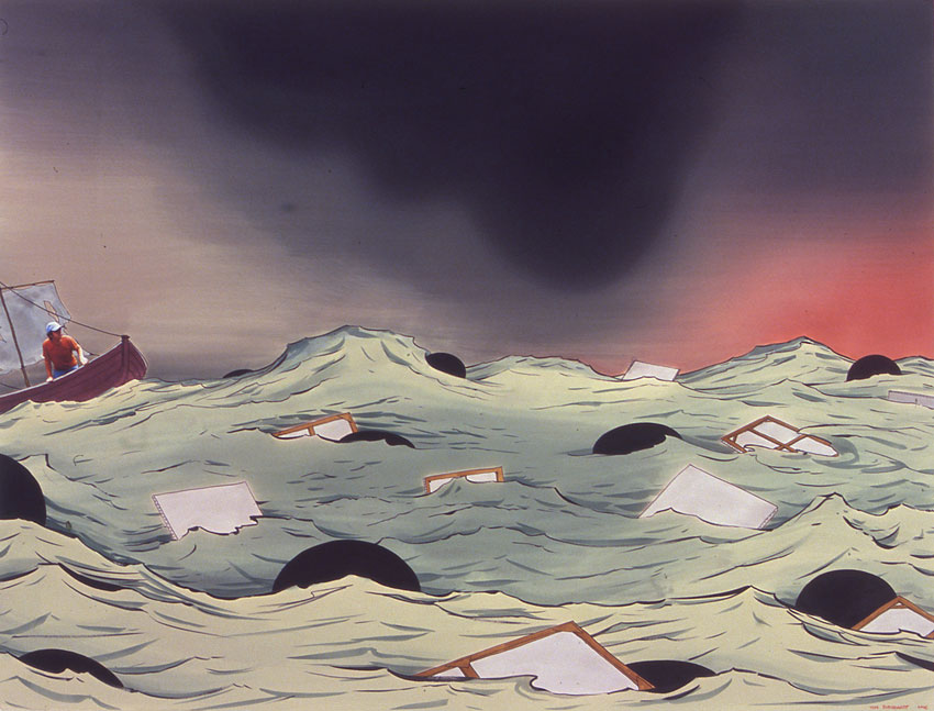 Castaway, 2006, ink on paper with digitized image, 38 x 50 inches